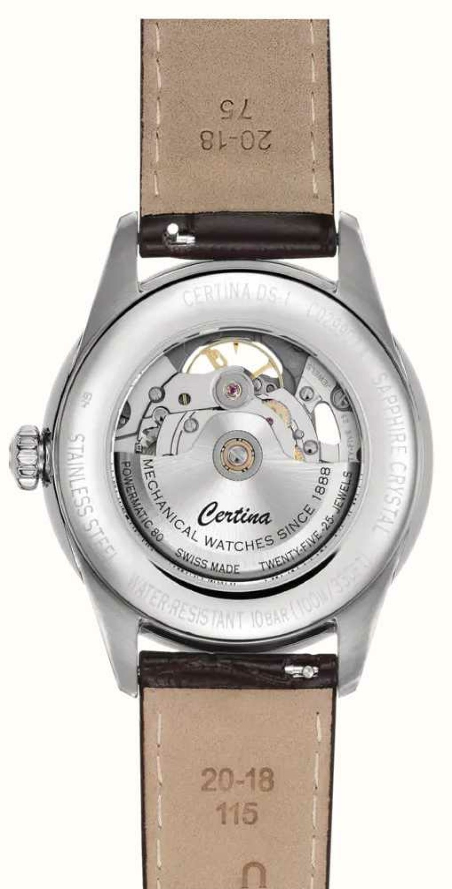 Men'S Certina | Certina Ds-1 Skeleton Automatic (40Mm) Brown Skeleton Dial / Brown Leather Strap