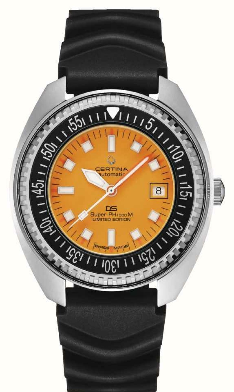 Men'S Certina | Certina Ds Ph1000M Powermatic 80 Limited Edition (43.5Mm) Orange Dial / Black Rubber