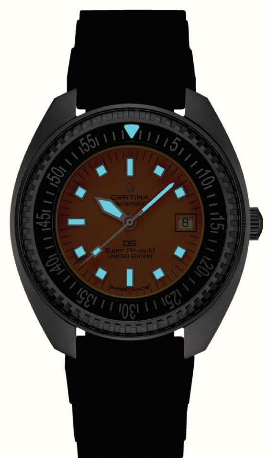 Men'S Certina | Certina Ds Ph1000M Powermatic 80 Limited Edition (43.5Mm) Orange Dial / Black Rubber