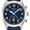 Men'S Certina | Certina Ds Pilot Quartz (43Mm) Blue Fume Dial / Blue Leather Strap