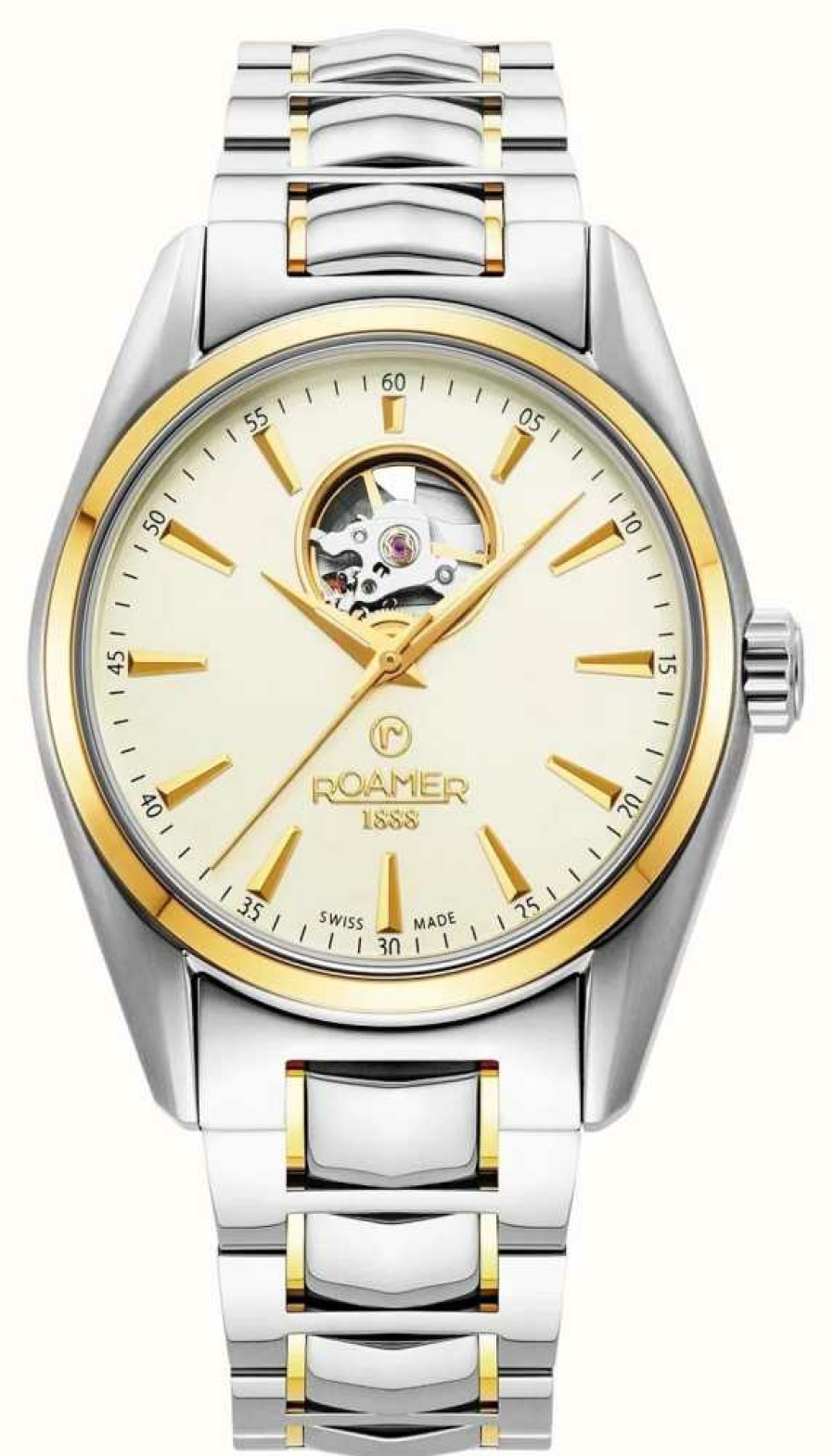 Men'S Roamer | Roamer Searock Master Automatic Cream Dial Two Tone Stainless Steel