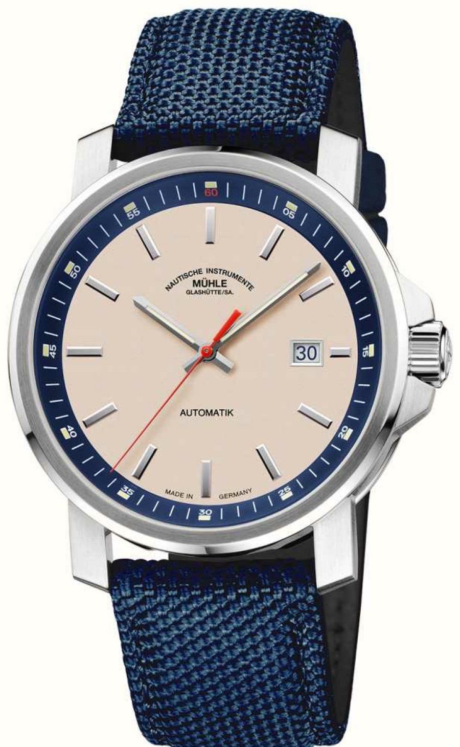 Men'S Muhle Glashutte | Muhle Glashutte 29Er Big (42.4Mm) Sand Dial / Blue Canvas Strap