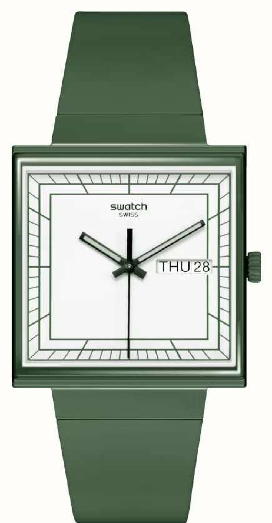 Men'S Swatch | Swatch Bioceramic What If... Green (33.25Mm) White Dial / Green Strap