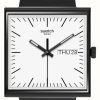 Men'S Swatch | Swatch Bioceramic What If... Black (33.25Mm) White Dial / Black Strap