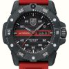 Men'S Luminox | Luminox Master Carbon Seal Automatic 3860 Series (45Mm) Black Dial / Red Rubber Cut-To-Fit Strap