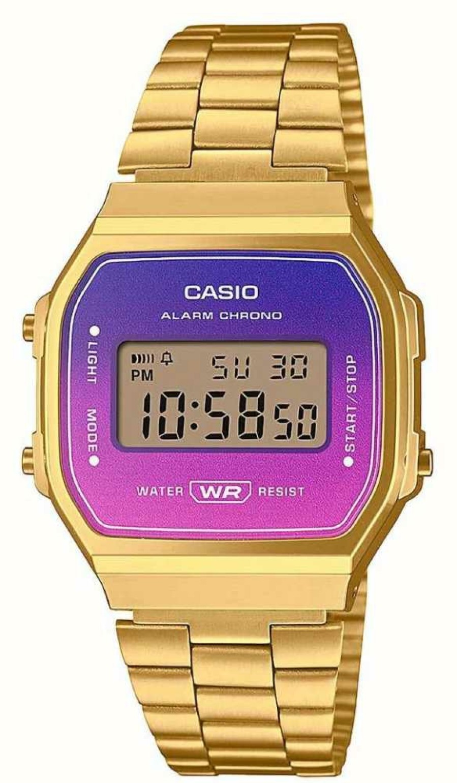 Women'S Casio | Casio Retro Digital Quartz (38.6Mm) Gradated Hue Dial / Gold Pvd