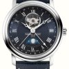 Men'S Frederique Constant | Frederique Constant Heart Beat Moonphase Date (40Mm) Blue Dial / Blue Leather