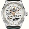 Men'S Hamilton | Hamilton Jazzmaster Skeleton Automatic (40Mm) White Dial / Green Leather Strap