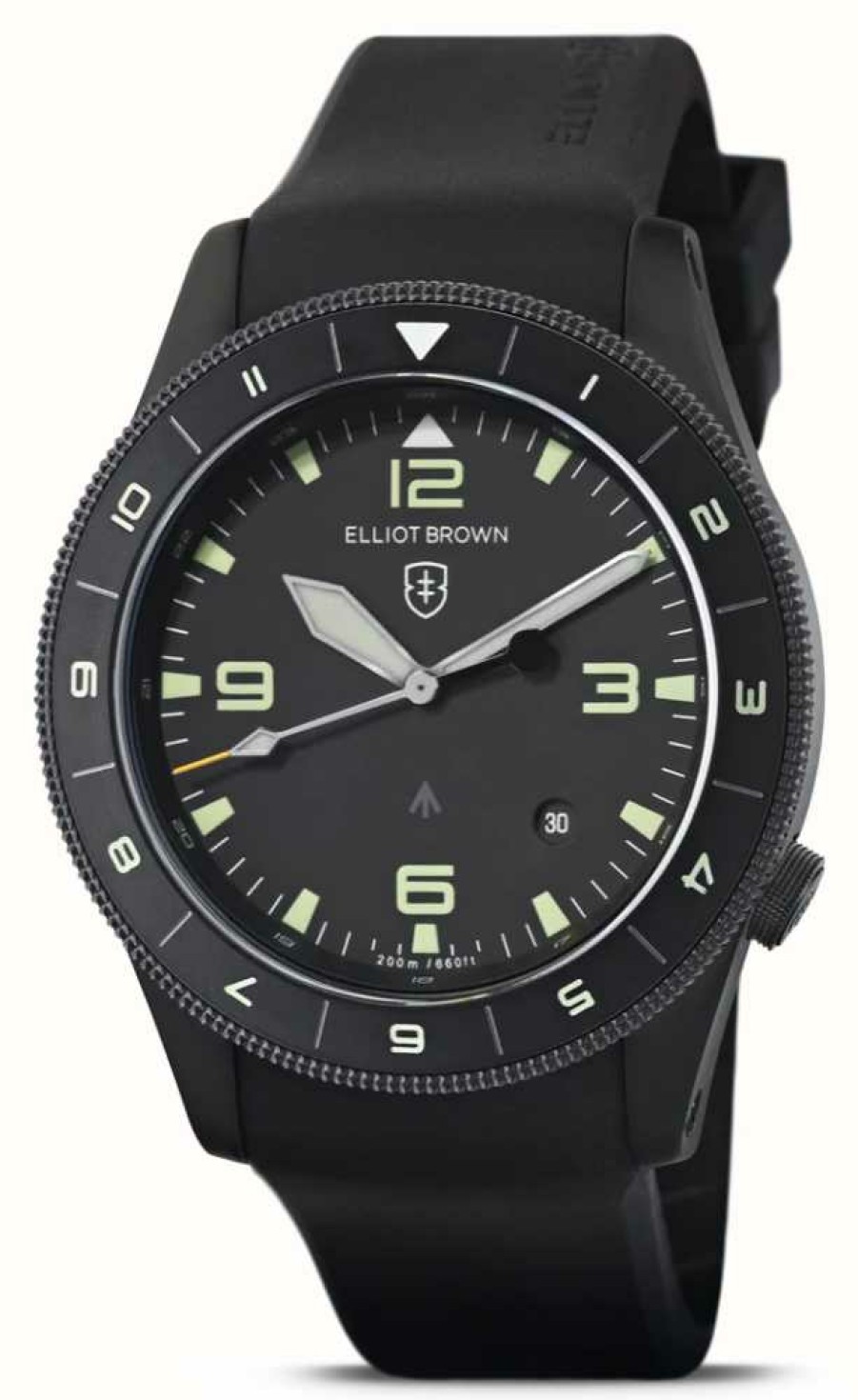 Men'S Elliot Brown | Elliot Brown Holton Professional Gmt Bezel (43Mm) Black Dial / Black Rubber