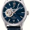 Men'S Orient Star | Orient Star Contemporary Open Heart Mechanical (39Mm) Blue Dial / Blue Leather