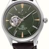 Men'S Orient Star | Orient Star Classic Semi-Skeleton Mechanical (40Mm) Green Dial / Brown Leather