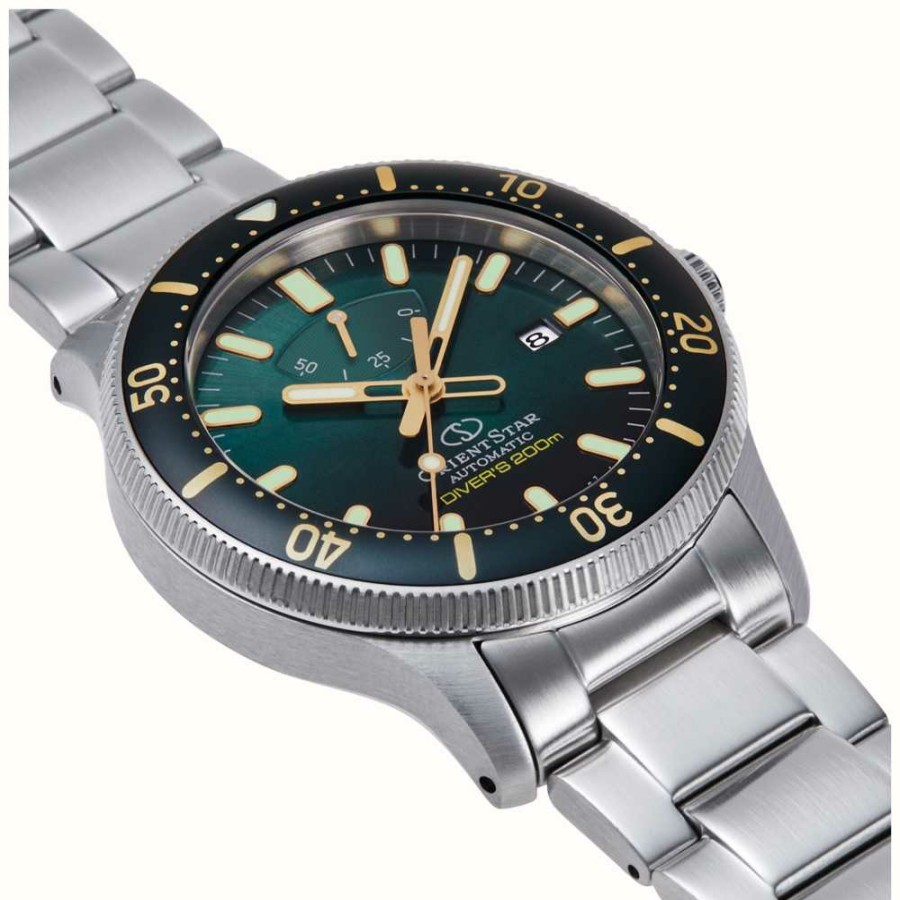 Men'S Orient Star | Orient Star Iso Diver Mechanical (43.5Mm) Green Dial / Stainless Steel