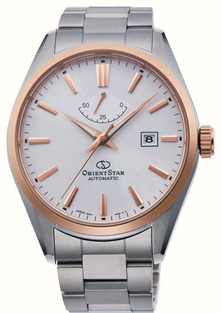 Men'S Orient Star | Orient Star Simple Date Mechanical (42Mm) White Dial / Stainless Steel