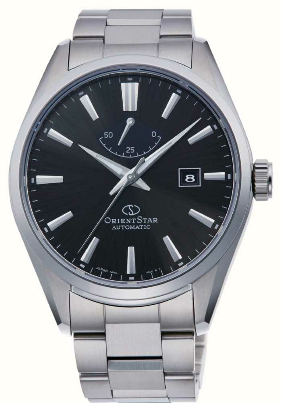 Men'S Orient Star | Orient Star Simple Date Mechanical (42Mm) Black Dial / Stainless Steel