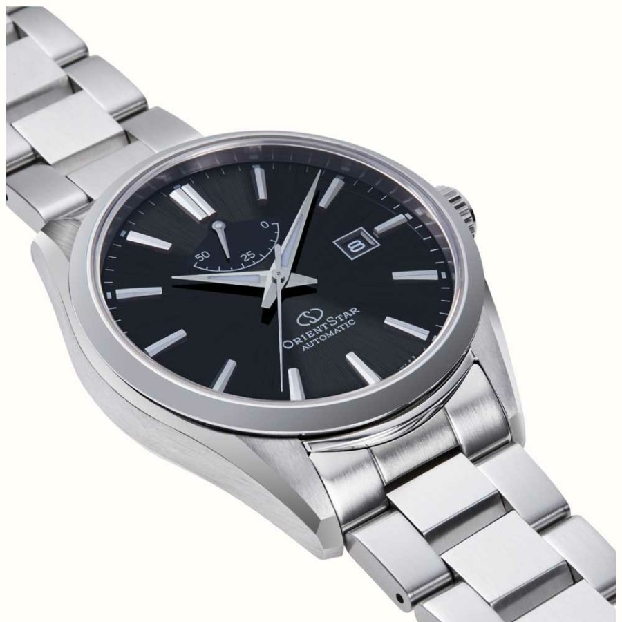 Men'S Orient Star | Orient Star Simple Date Mechanical (42Mm) Black Dial / Stainless Steel