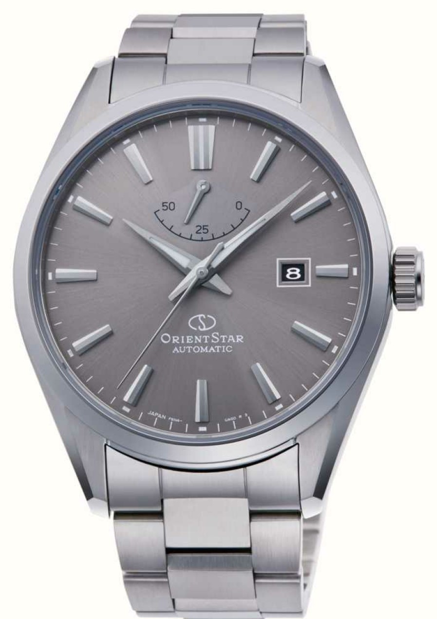 Men'S Orient Star | Orient Star Simple Date Mechanical (42Mm) Grey Dial / Stainless Steel