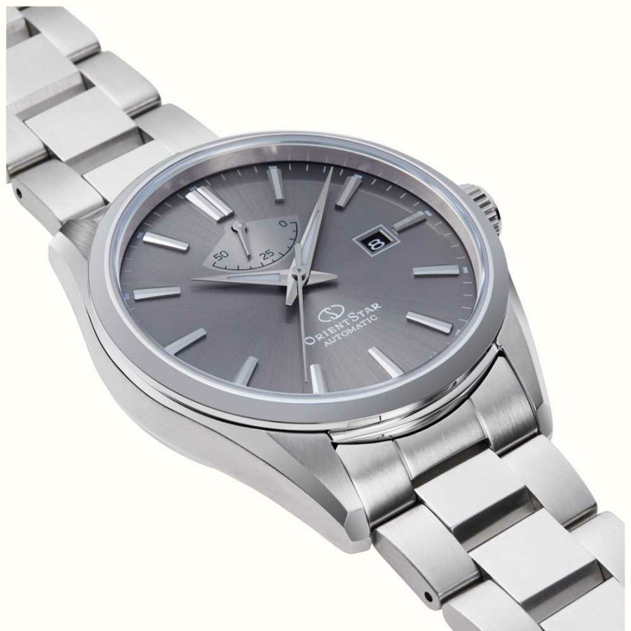 Men'S Orient Star | Orient Star Simple Date Mechanical (42Mm) Grey Dial / Stainless Steel