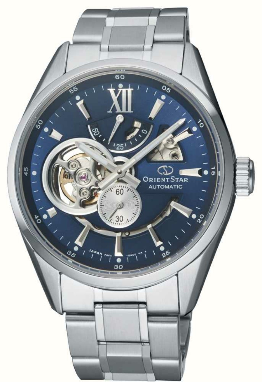 Men'S Orient Star | Orient Star Semi-Skeleton Mechanical (41Mm) Blue Dial / Stainless Steel