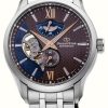 Men'S Orient Star | Orient Star Layered Skeleton Mechanical (41Mm) Burgandy Dial / Stainless Steel