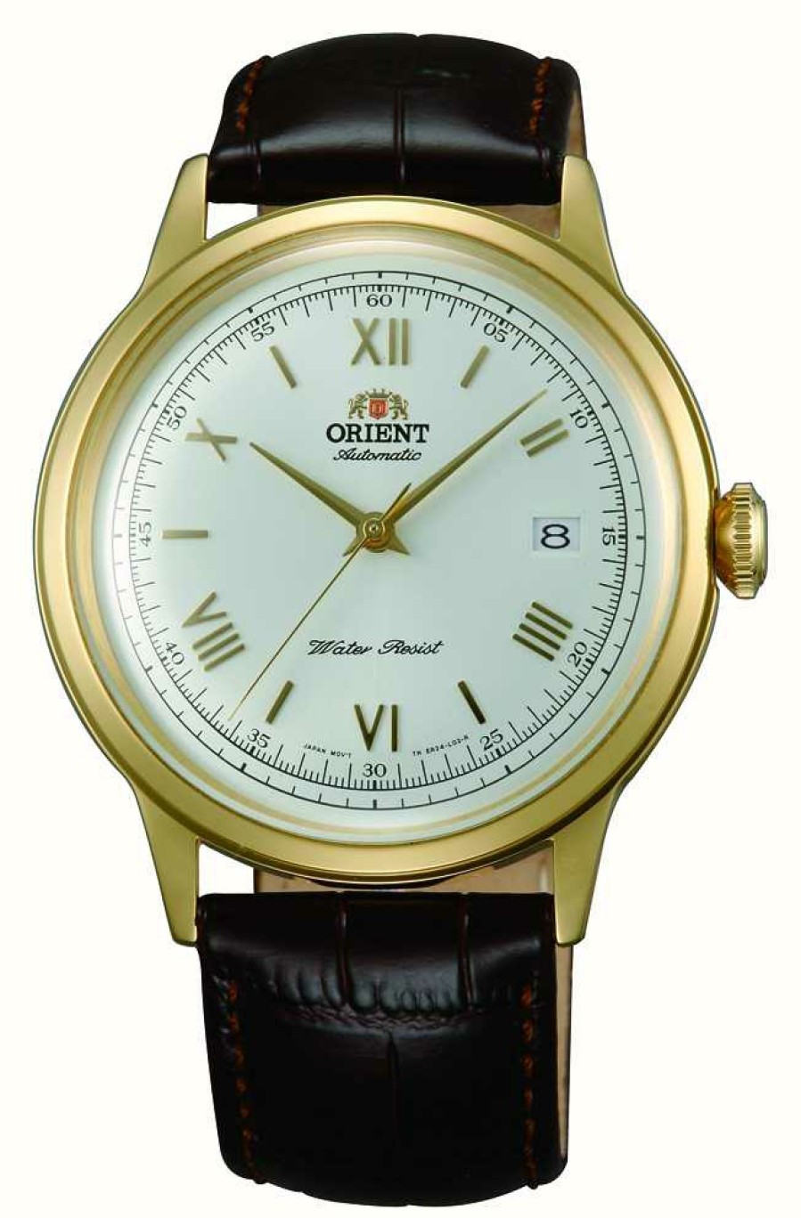 Men'S Orient | Orient Bambino Mechanical (40.5Mm) White Dial / Brown Leather