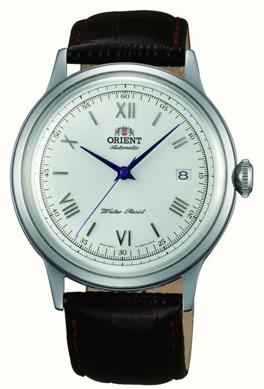 Men'S Orient | Orient Bambino Mechanical (40.5Mm) White Dial / Brown Leather