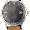 Men'S Orient | Orient Bambino Mechanical (42Mm) Dark Grey Dial / Beige Bund Leather