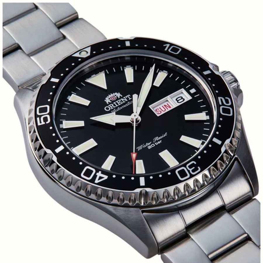 Men'S Orient | Orient Mako Iii Mechanical (42Mm) Black Dial / Stainless Steel