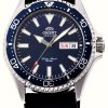 Men'S Orient | Orient Mako Iii Mechanical (42Mm) Blue Dial / Black Silicone