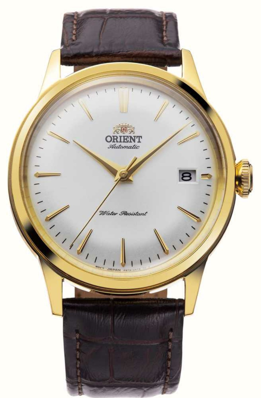 Men'S Orient | Orient Bambino Mechanical (38Mm) White Dial / Brown Leather