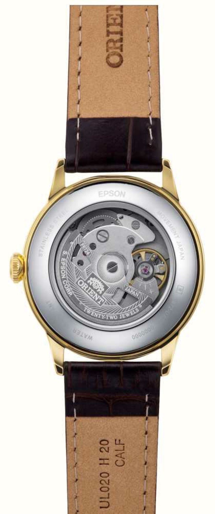 Men'S Orient | Orient Bambino Mechanical (38Mm) White Dial / Brown Leather