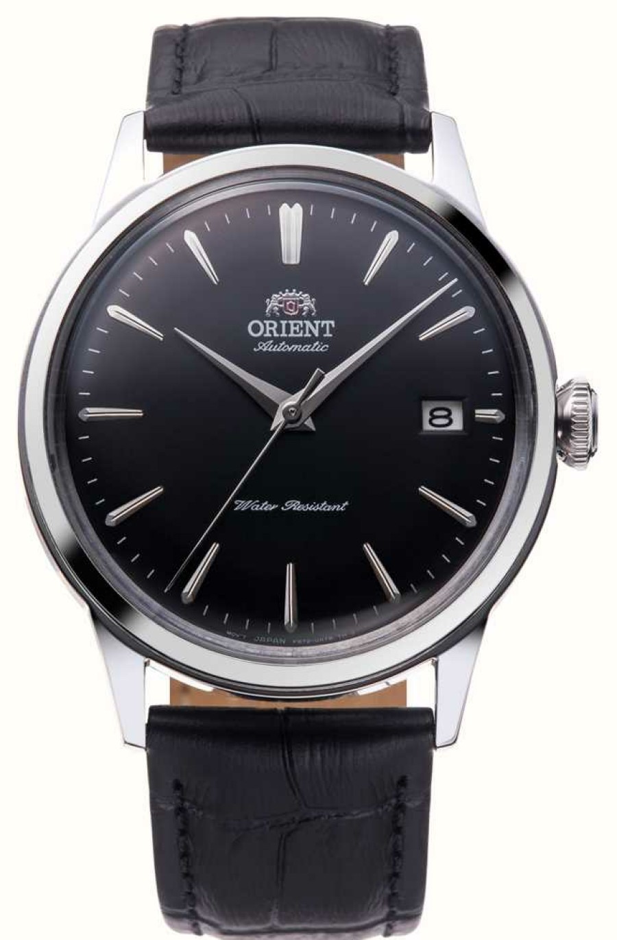 Men'S Orient | Orient Bambino Mechanical (38Mm) Black Dial / Black Leather