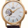 Men'S Orient | Orient Bambino Open-Heart Mechanical (40.5Mm) White Dial / Brown Leather