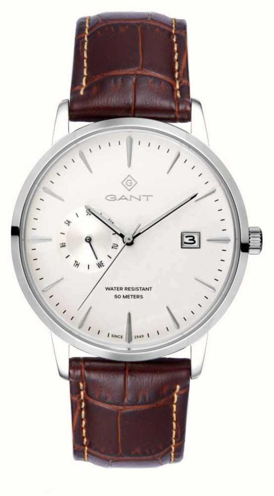 Men'S GANT | Gant East Hill (43Mm) White Dial / Brown Leather