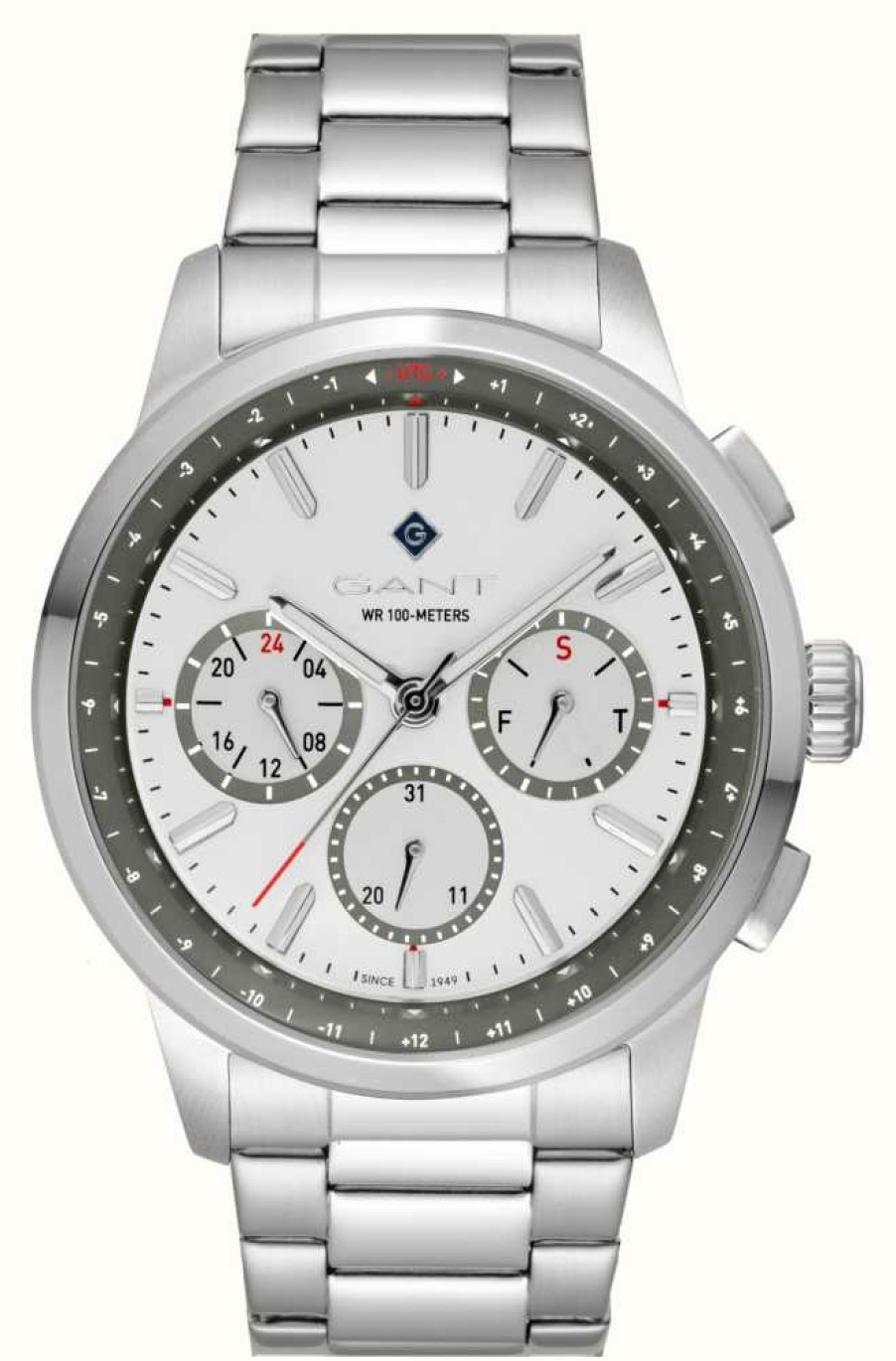 Men'S GANT | Gant Middletown 100M (44Mm) Silver & Grey Dial / Stainless Steel