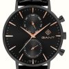 Men'S GANT | Gant Park Hill Day-Date Ii (43.5Mm) Black Dial / Black Leather