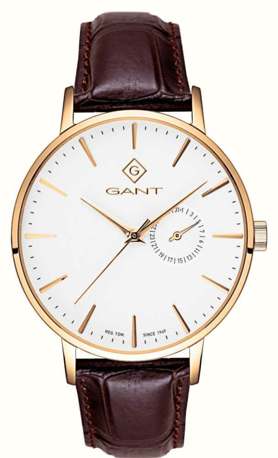 Men'S GANT | Gant Park Hill Iii (41.5Mm) White Dial / Brown Leather