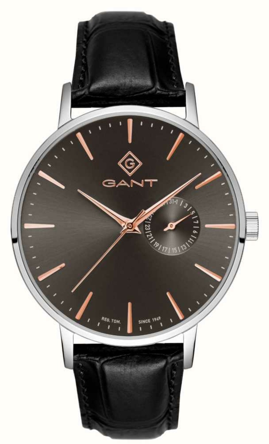 Men'S GANT | Gant Park Hill Iii (41.5Mm) Grey Dial / Black Leather