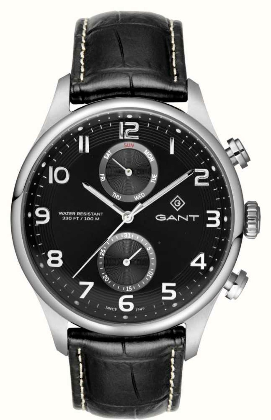 Men'S GANT | Gant Southampton 100M (43.5Mm) Black Dial / Black Leather