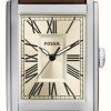 Men'S Fossil | Fossil Carraway (30Mm) Cream Dial / Brown Leather Strap