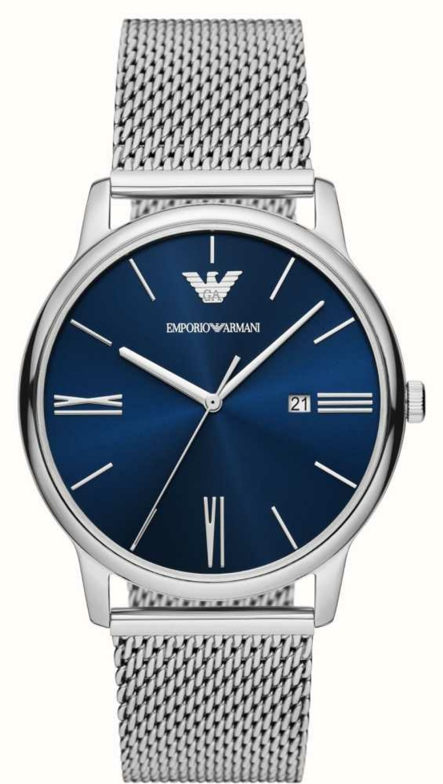 Men'S Emporio Armani | Emporio Armani Men'S (42Mm) Blue Dial / Stainless Steel Mesh Bracelet