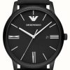 Men'S Emporio Armani | Emporio Armani Men'S (42Mm) Black Dial / Black Leather Strap