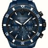 Men'S Emporio Armani | Emporio Armani Men'S (43Mm) Blue Chronograph Dial / Blue Ceramic Bracelet