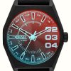 Men'S Diesel | Diesel Scraper (43Mm) Black Dial / Black Leather Strap