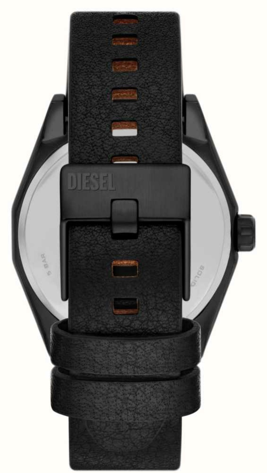 Men'S Diesel | Diesel Scraper (43Mm) Black Dial / Black Leather Strap