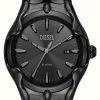 Men'S Diesel | Diesel Vert (44Mm) Black Dial / Black-Tone Stainless Steel Bracelet