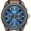 Men'S Diesel | Diesel Split (51Mm) Blue Dial / Brown Leather Strap