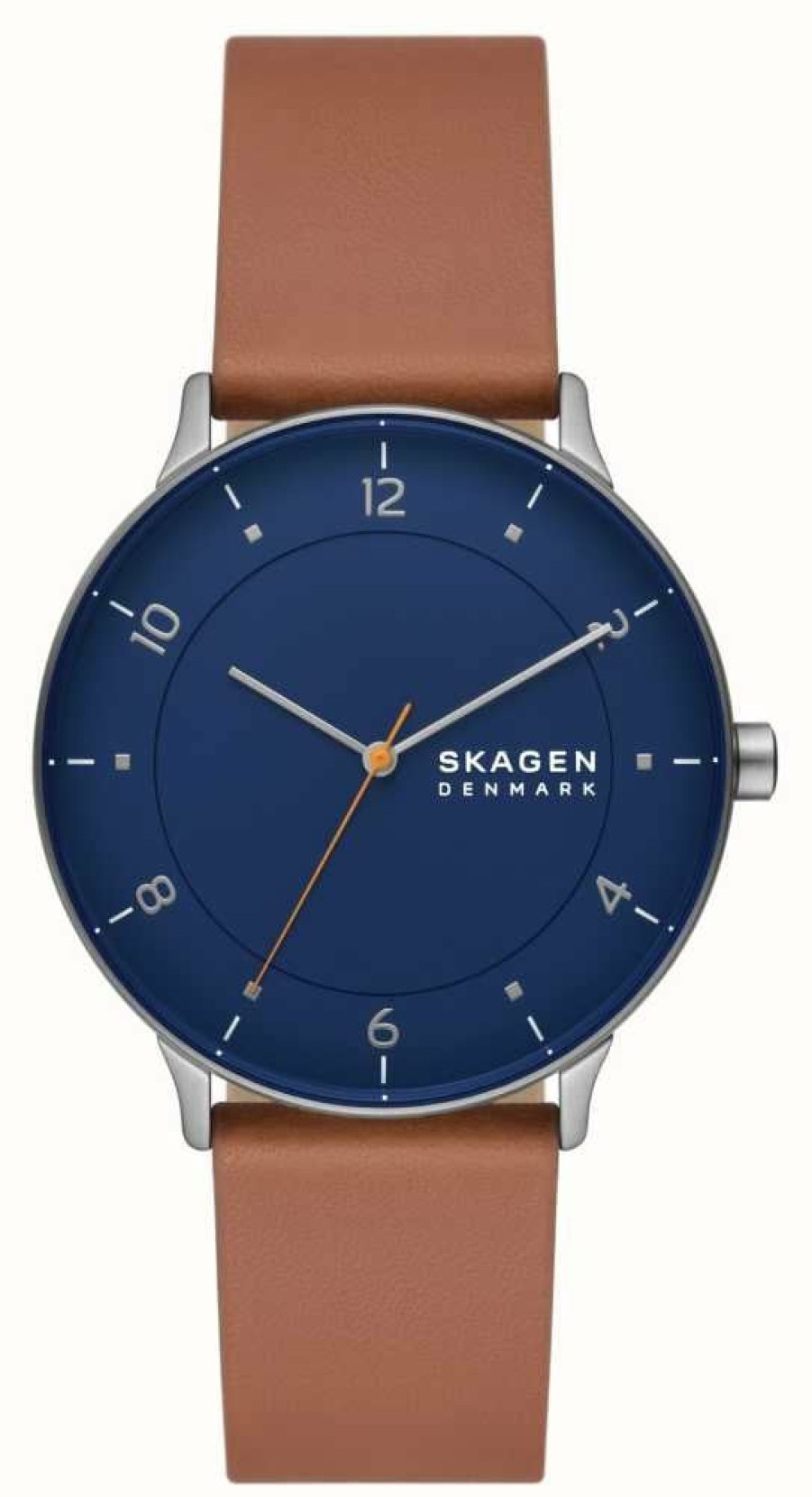 Men'S Skagen | Skagen Riis (40Mm) Blue Dial / Brown Leather Strap