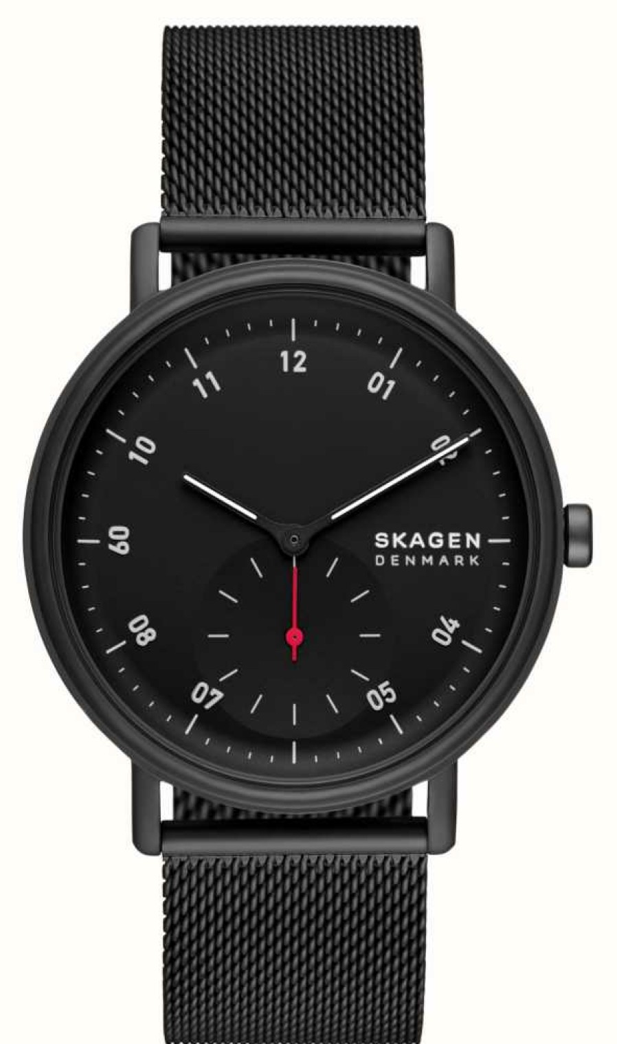 Men'S Skagen | Skagen Kuppel (44Mm) Black Dial / Black Steel Mesh Bracelet