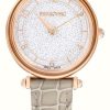 Women'S Swarovski | Swarovski Crystalline Wonder (35Mm) Silver Dial / Grey Leather