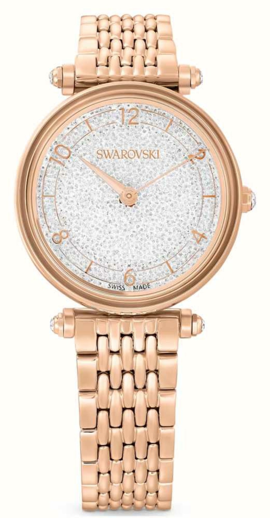 Women'S Swarovski | Swarovski Crystalline Wonder (35Mm) Silver Dial / Rose-Gold Pvd Stainless Steel